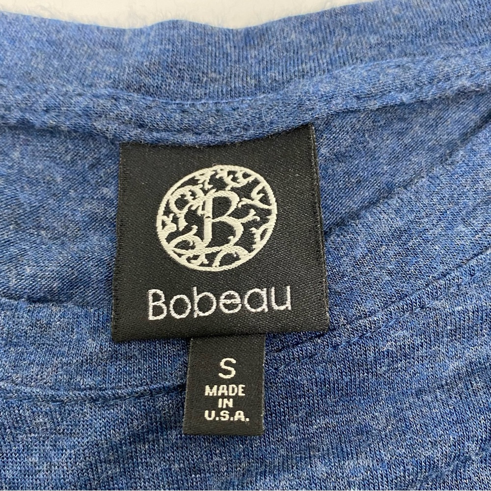 Bobeau Short Sleeve Blue Ruffle Top Size Small Ruffle Sleeves and Ruffle Bottom - Picture 10 of 11